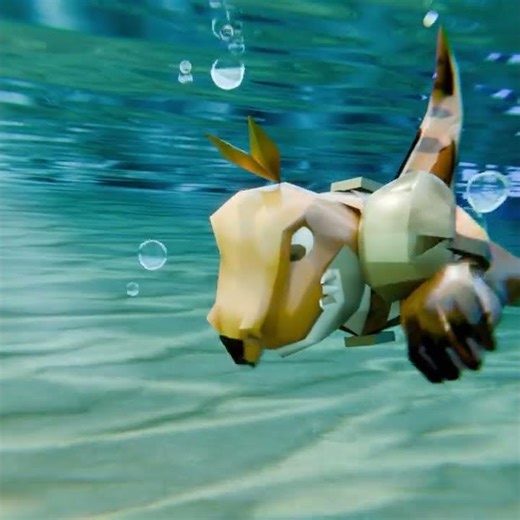 T Rex man swimming (3D animation test)
