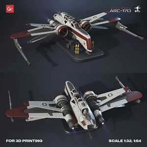 ARC-170 served as a multipurpose craft and was perfect both for active combat and long-range armed reconnaissance and was distinguished by its powerful ion engines, developed sensor systems, and heavy armament. ARC-170 Starfighter for 3D printing is a great project that will entice every SW fan. The author of the model made sure to incorporate all the features the bomber possessed to make it look so stunning in its authenticity: https://www.gambody.com/premium/arc-170-starfighter. | Gambody - 3D