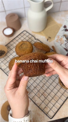 EASY BANANA CHAI MUFFINS🍌