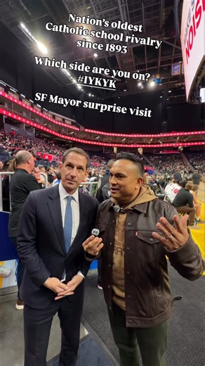 San Francisco Mayor @danielluriesf pays a surprise visit to the oldest Catholic school rivalry in the nation & I talked to him about the importance of this SF tradition. Established since 1893, this rivalry between Sacred Heart Cathedral and St. Ignatius, feature two iconic institutions in the city, where they always compete in the annual Bruce-Mahoney game, the best out of five sports competition. The Bruce-Mahoney games were established in 1947 to honor alumni lost in WWII, this trophy is cont