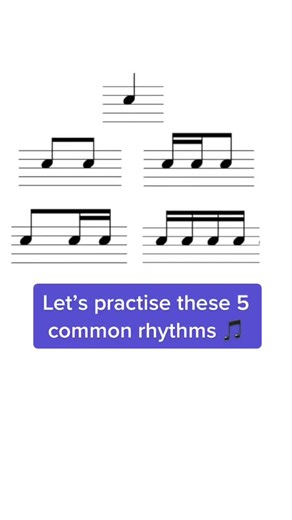 5 Common Rhythms - an exercise to practise reading music 🥁 #musiciansoftiktok #readingmusic #rhythmchallenge #sightreading #sightreadingchallenge #musicianchallenge