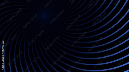 This mesmerizing abstract video features a dynamic composition of radiant blue lines against a deep, dark background, creating a captivating visual vortex. The elegant, curved stripes subtly emanate f