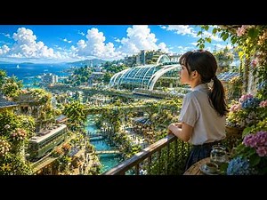 存在しないのに懐かしい、緑に沈んだ未来都市の夏の日常｜AI架空都市【60fps】