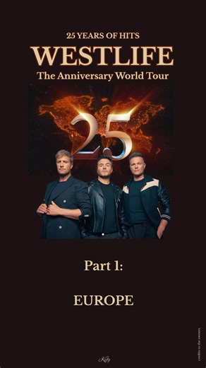The huge WESTLIFE Anniversary Tour kicks off this autumn, to celebrate 25 years of hits. ✨️ Wow, 51 concerts in Europe. And that's just the beginning. Further shows in Asia, America, South Africa, Middle East and maybe even Australia and New Zealand are currently being requested and planned, but have not yet been confirmed. As soon as the dates are finalized, they will be announced during the course of the year. Are you ready for more WESTLIFE shows? 🇩🇪 Die große WESTLIFE-Jubiläumstournee star