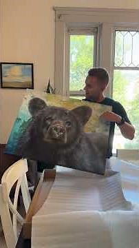 First unboxing look at Bumblebee Bear canvas print by wildlife artist James Corwin.