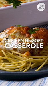 Your family will LOVE this easy chicken nugget casserole! Full recipe here: https://trib.al/nfkiZsa | Taste of Home