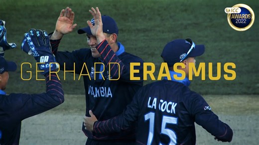 15K views · 1K reactions | Leading his side from the front, Namibia's Gerhard Erasmus enjoyed an excellent year and is the winner of the ICC Men's Associate Cricketer of the Year 2022 朗 #ICCAwards | ICC - International Cricket Council | Facebook