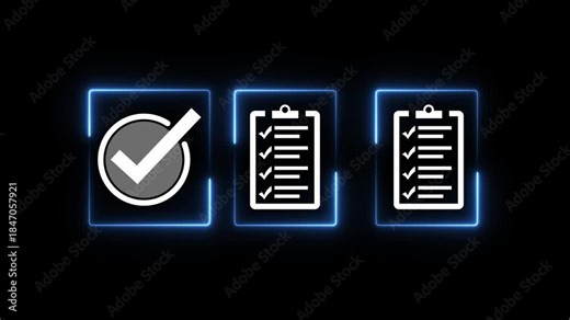 Digital checklists for business certification and quality assurance. Streamline verification processes with performance audits and check document process . 4k animated motion. isolated on transparent.