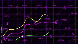 Infographic growing line chart graph, business development competition concept with upward trend on grid line background. Positive Trend Chart. stock market graph chart investment trading