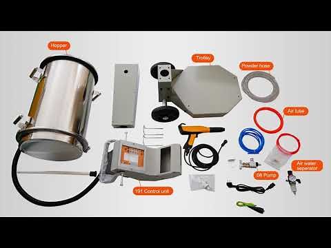 Installation of COLO-191S manual powder coating machine with fluidizing hopper