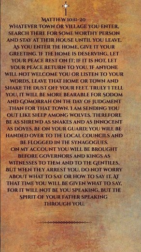 The Spirit Will Speak Through You | Matthew 10:11–20 | JESUS’ Words of Strength and Peace #gospel