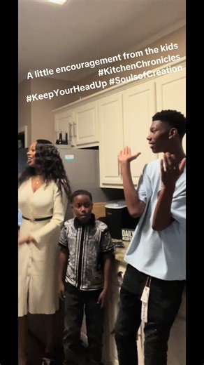 This is one of our favorite songs by the Souls of Creation, so the kids sang a piece of it…. Deuce is coming out of his shell a little more… he held that top down!!! And N and KJ keep him on point…. They be so proud… LOL #kitchenchronicles #TheKids #KeepYourHeadUp #SoulsofCreation