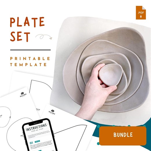Pottery Template Plate Set – 5 Organic Shape Slab Handbuilding Pattern for Beginner (PDF) | Ceramic Plate Design | Handmade Tableware - Etsy