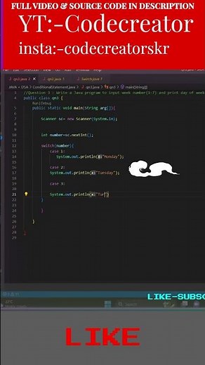 Java Program To Input Week Number(1-7) And Print Day Of Week Name Using Switch Case |