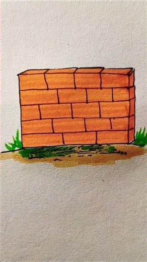 Bricks Wall 🧱 Easy Drawing #bricks #shorts #drawing