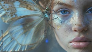 An enchanting fairy with delicate wings flickers in the mystical light.