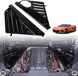 Engine Bay Panel Cover Trim Compatible with Chevrolet Corvette C8 Stingray 2020-2024 ABS 2PCS,Engine Compartment Left and Right Protection Leakproof Cover Trim Accessories (Glossy Black)