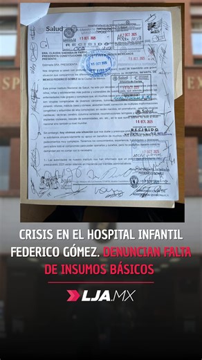 DENUNCIAN CRISIS EN EL HOSPITAL INFANTIL DE MÉXICO “FEDERICO GÓMEZ”. El pasado 15 de octubre, médicos cirujanos del Hospital Infantil de México “Federico Gómez” enviaron un oficio a la Presidencia de la República para denunciar la crisis que enfrenta el instituto: cirugías suspendidas, servicios cerrados y cientos de niñas y niños en lista de espera. Casi dos semanas después, no ha habido una respuesta clara. Los especialistas continúan trabajando con lo mínimo, mientras que el presupuesto 2025 