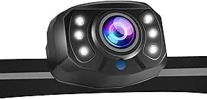 PARKVISION 2024 720P HD Wired Backup Camera with 6 Auto LED Lights,Ultra Clear Night Vision Wide Angle 130°License Plate Rear View Camera for Car Pickup Trucks SUVs Vans RVs