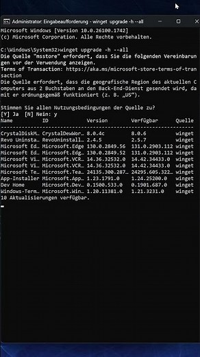 Alle Apps unter Windows mit nur einem Befehl aktualisieren