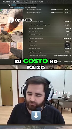 Configurações graficas do Fallenzão! Anota às dicas do professor. #CS2 #CS #counterstrike2 #Fallen #Config