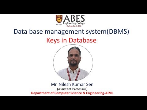 Data base management(DBMS) | Keys in Database | ABES Engineering College, Ghaziabad