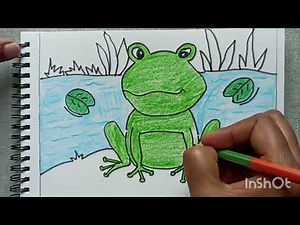 How to Draw a Frog with Pond and Beautiful Scenery #easydrawing