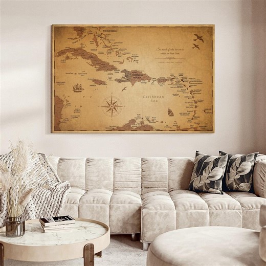 Who We Are II Push Pin Caribbean Map - Etsy