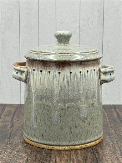 Storage Jar With Lid – Unique Layered Glaze Pottery, Handmade Stoneware Canister - Etsy