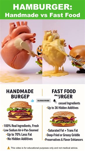 Handmade Burger vs Fast Food Burger 🍔 What Happens Inside Your Body? #healthyfood #healthtips