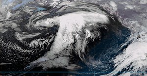 Storm force conditions continue across the Pacific as a complex low pressure system is producing significant wave heights in excess of 30 ft. Also, in the bottom right of the animation, note the low pressure system currently bringing precipitation across California. | NOAA NWS Ocean Prediction Center