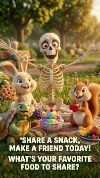 Skeleton Learns A BIG Lesson: Sharing Snacks Makes Friends! 🍦🦴 | 3D Animated Story for Kids