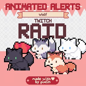 Wolf Raid Pixel Alerts Pack | Animated Wolf Alerts | Cute Husky Twitch Alerts | Grey Black White Wolf Stream Alert | Pixel Bundle | 3 Alerts - Etsy
