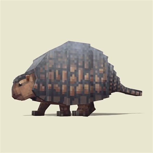 ZH Dong on Instagram: "Minecraft Panochthus - a type of giant armadillo that lived in South America until just a few thousand years ago. At 3 meters long and 1.5 tons in weight, it’s about the size of a car - far larger than any species of armadillos alive today. Unlike its more famous relative - doedicurus, panochthus doesn’t have spikes on its tail. Nevertheless, one swing of its tail can still knock out a human easily. Fun fact: panochthus is the only extinct animal (other than dinosaurs) to
