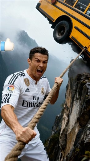 RONALDO saves MESSI and a Whole school bus! #ronaldo #football #messi #ronaldojr #shorts