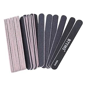 BTYMS 25 Count 180/240 Grit Nail Files for Natural Nails, Double Sided Emery Boards Fine Grit Nail Buffing Files