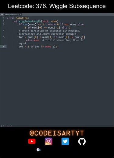 Leetcode 376. Wiggle Subsequence in Python | Python Leetcode | Python Coding Tutorial | Python ASMR