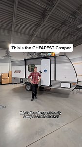 Tyler + Madison White | Adventure Travel on Instagram: "Tour the Cheapest Family Camper 🚐 This is one of the most popular campers at @campingworld because of the price tag, the fact that it can be towed with nearly any vehicle, and it sleeps up to 5 people which makes it perfect for families. Head to Camping World to take a tour in person! #campingworldpartner #rvtour #rvlife #rvliving"