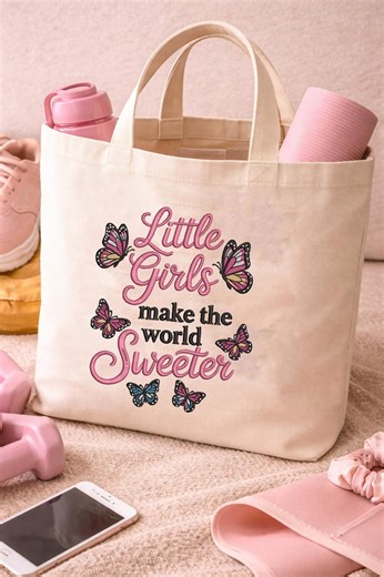 Little Girls Make the World Sweeter Embroidery Design, Butterfly Embroidery File, Cute Girl Quote Stitch, Kids Shirt (digital Download) - Etsy