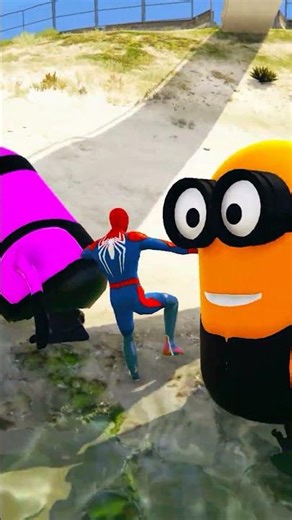 GTA 5 Epic Red Spider-Man vs Random Color Minion #shorts #gta #gta5 #spiderman