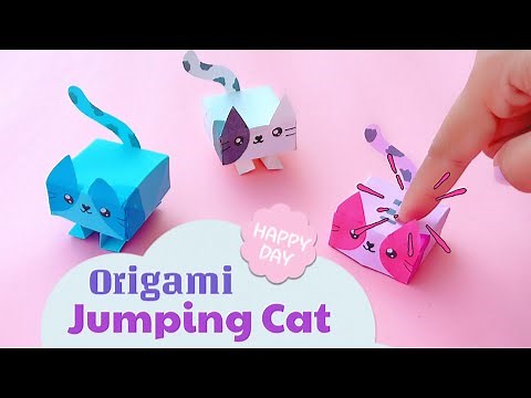 Origami Jumping Paper Cat | DIY Fidget Toys | How to make paper Cat Box... 🐈