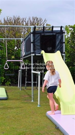 POV your backyard just became the coolest spot on the block. Meet the only monkey bar cubby with a slide - safe, enclosed, built for imaginations… and yes, even Mum and Dad can sneak away for a moment of peace! 🙊 | Funky Monkey Bars