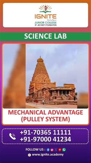 Ignite IIT & Medical Academy on Instagram: "🔬✨ Learning gets exciting at Ignite! Our students dive into real science with hands-on experiments like the pulley system to understand mechanical advantage. Practical learning builds stronger foundations and sharper thinking. Join Ignite and help your child learn with confidence! 🚀 [ignite, interjuniorcollege, science lab, mechanical advantage, pulley system, student learning, practical education, stem concepts, junior college, academic success, bes