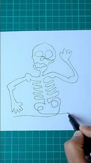 Draw a Skeleton in One Line 💀 Easy Halloween Art Challenge