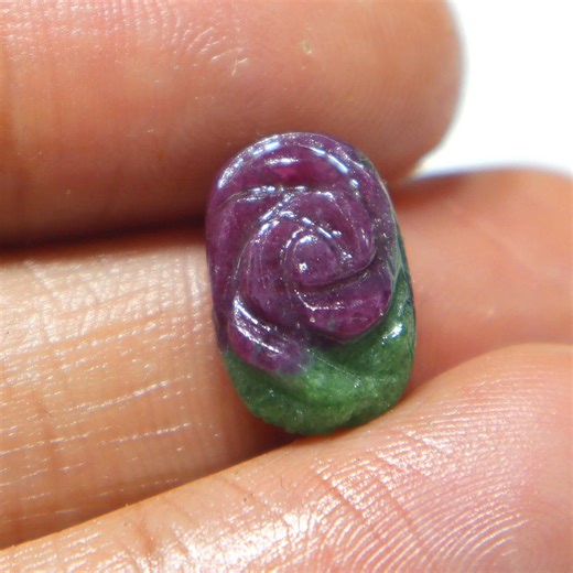 Natural Ruby Zoisite Carving Cabochon: 7 Cts Gemstone, 14x9x5 Mm - Etsy