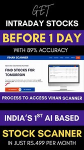 Tired of guessing tomorrow’s trades? Vihan Scanner gives you next day intraday stocks, one day in advance — so you’re always ready before the market opens. 📈 Be prepared. Trade smart. | Vihan Scanner