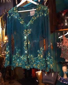 49 reactions · 7 comments | Teal sheer vintage jacket embellished with stunning sequinned lace trim Size M One only £28  | Mooshy La La | Facebook