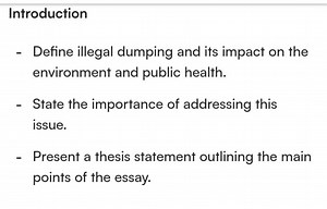 IntroductionDefine illegal dumping and its impact on the envir... | Filo