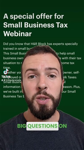 Let's get your big questions about Small Business taxes answered on October 24th at H&R Block's free Tax Tips for Small Business webinar (offered in English and French). Together we'll be running through essential tax tips and tricks, sharing helpful small business insights, and opening the floor to any questions you may have in real time. Visit the link https://us06web.zoom.us/webinar/register/WN_r7HA-de1TYGAdpuu7wU3QA#/registration to register now! | H&R Block Canada