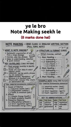 Note Making Class 11 #english #cbse #motivation #education #knowledge #guide #books #confidence
